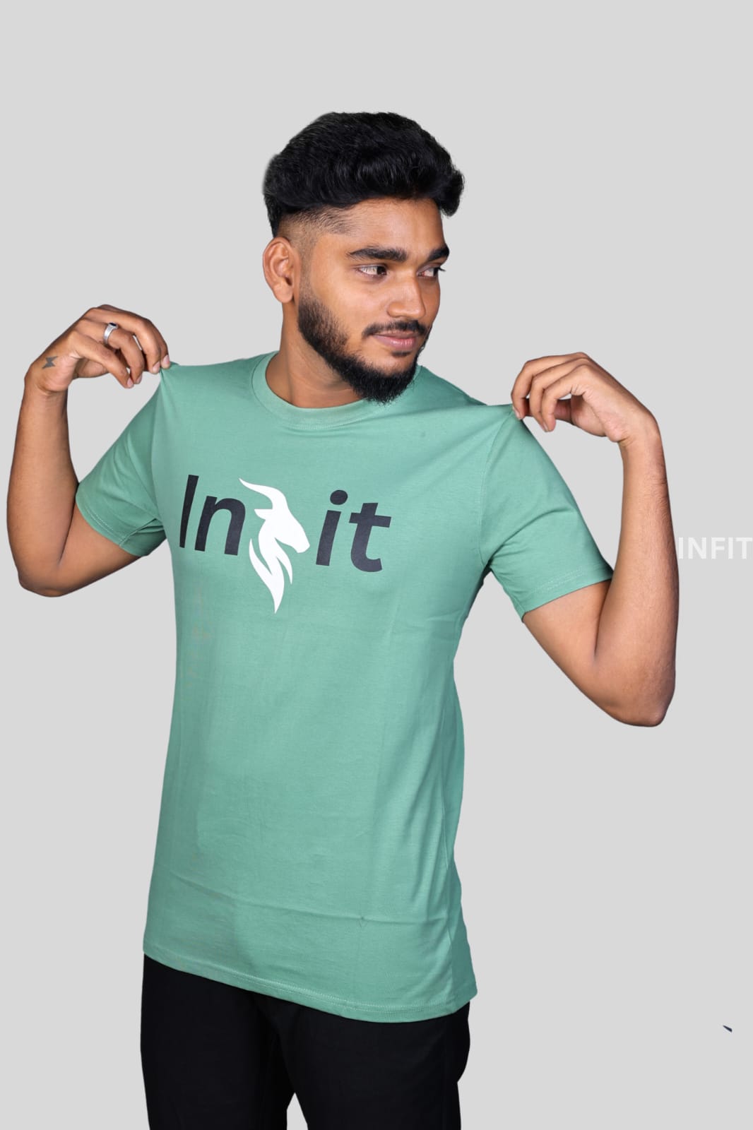 Apple Green Colour Mens T Shirt - Infit